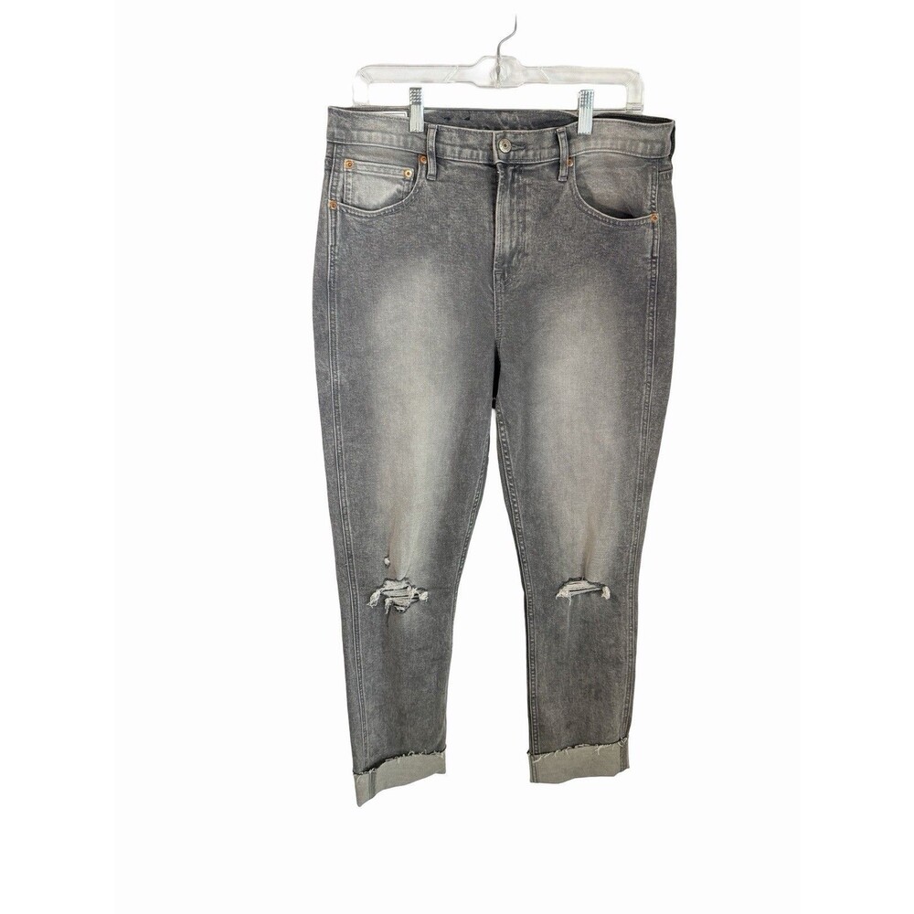 GAP Jeans Women's Size 31/12 Gray Vintage Slim Mid Rise Cuffed Raw Hem Destroyed